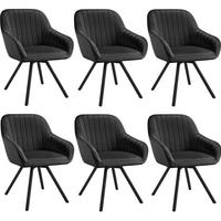 ARMLEHNSTUHL 6er Set drehbar Snug 58 x 58 x 82 cm, schwarz - Schwarz, Textil (58/82/58cm) - tectake