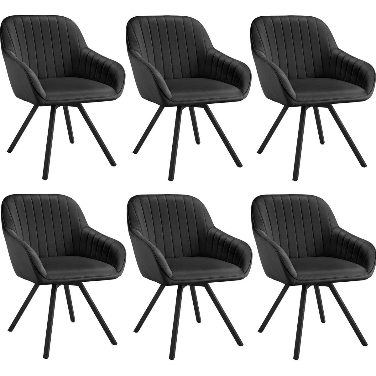 ARMLEHNSTUHL 6er Set drehbar Snug 58 x 58 x 82 cm, schwarz - Schwarz, Textil (58/82/58cm) - tectake