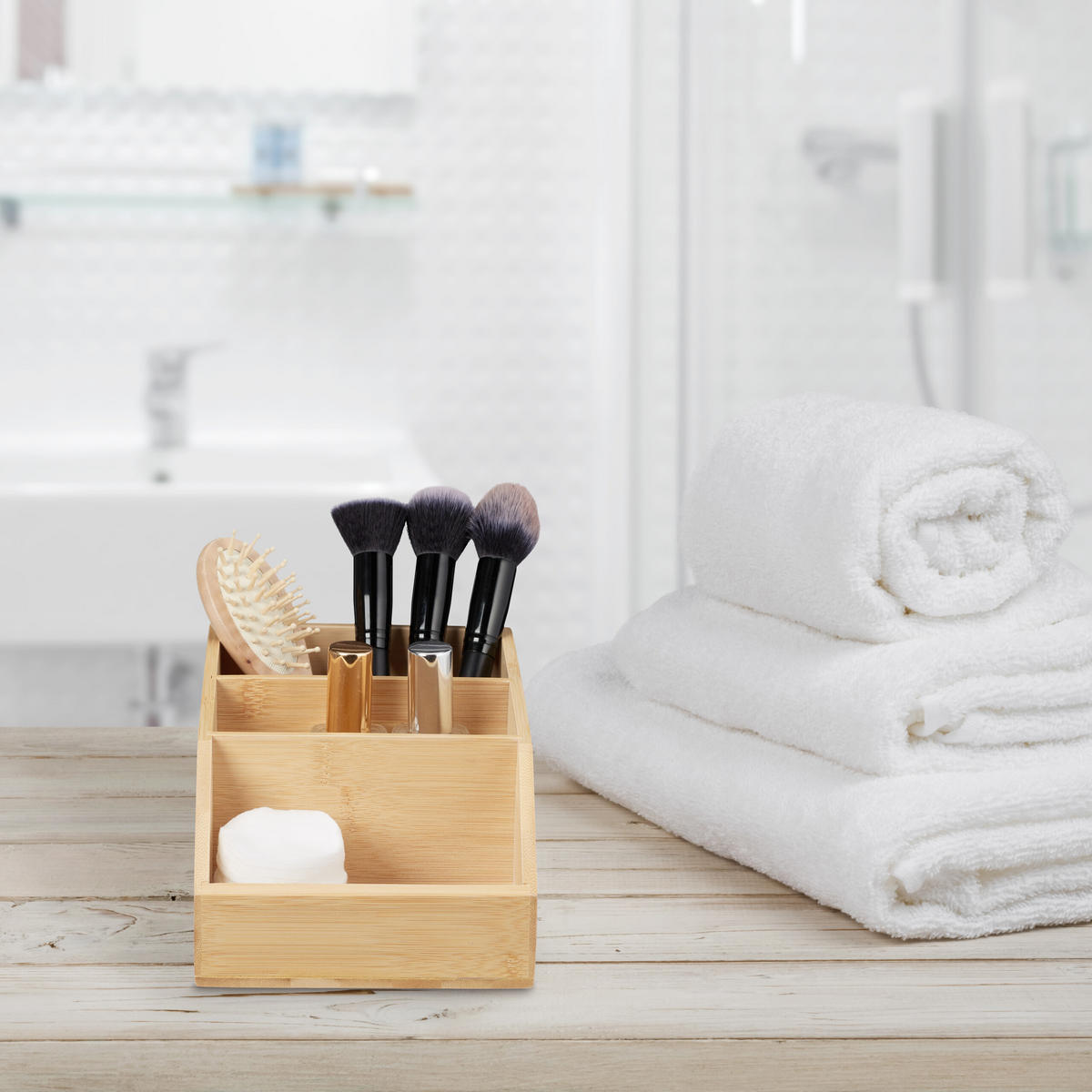 SCHREIBTISCHORGANIZER - Hellbraun, Holz (25.5/15.5/9cm) - Relaxdays