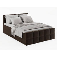 BOXBETT Vanessa 140/200 cm, in Braun, Velours-Stoff, Bettkasten, Matratze, Topper - Braun, Textil (140/200cm) - Barchello