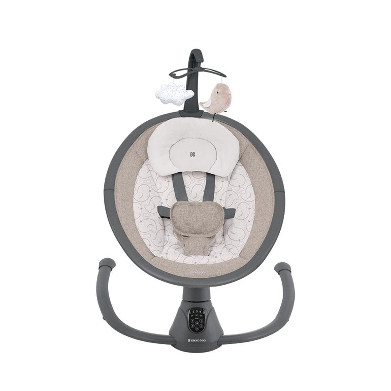 BABYWIPPE Twiddle beige grau 5 Schaukelgeschwindigkeiten, Fernbedienung, Timer, 5-Punkt-Gurt - Beige, Metall - Kikka boo