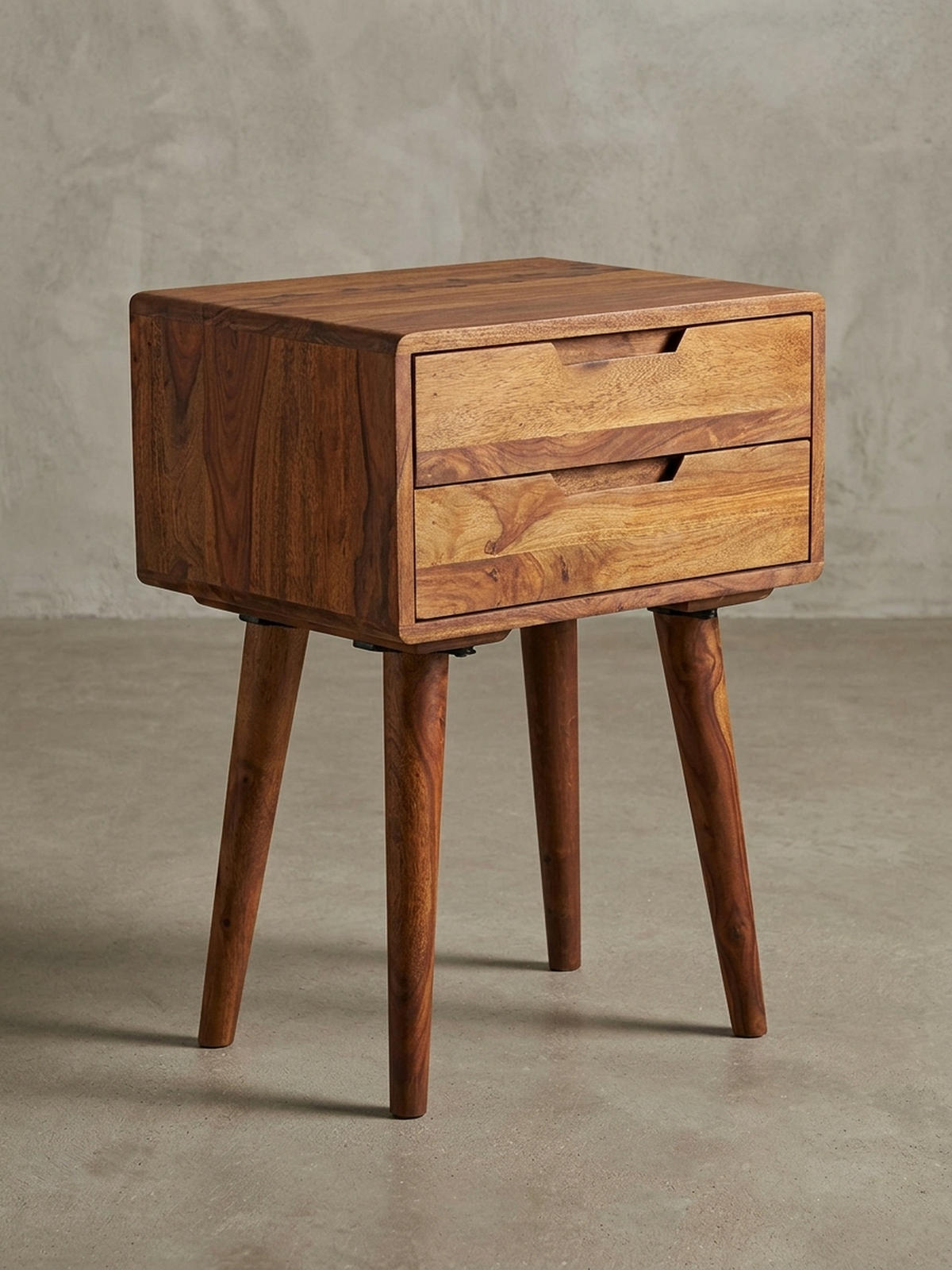 NACHTTISCH – Massivholz, 47x66x36 cm, 2 Schubladen, Landhausstil - Braun, Holz (47/66/36cm) - KADIMA DESIGN