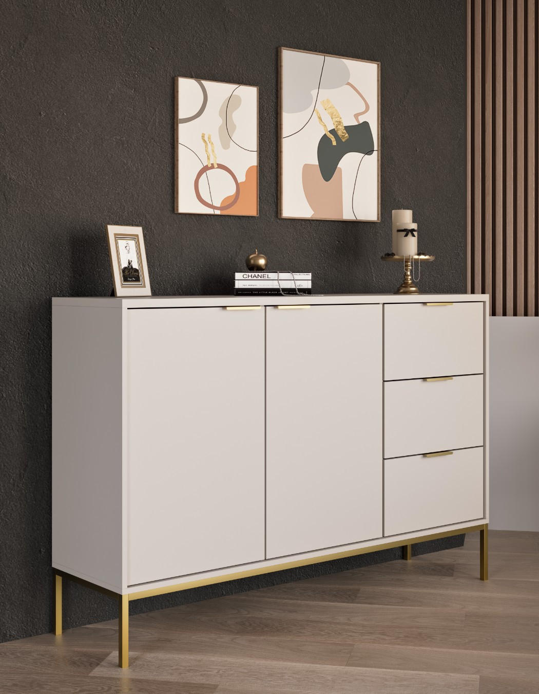 KOMMODE Austin 40/100,4/150 - Kaschmir/Goldfarben, Holzwerkstoff (40/100/150cm) - RAUMHIRSCH FURNITURE