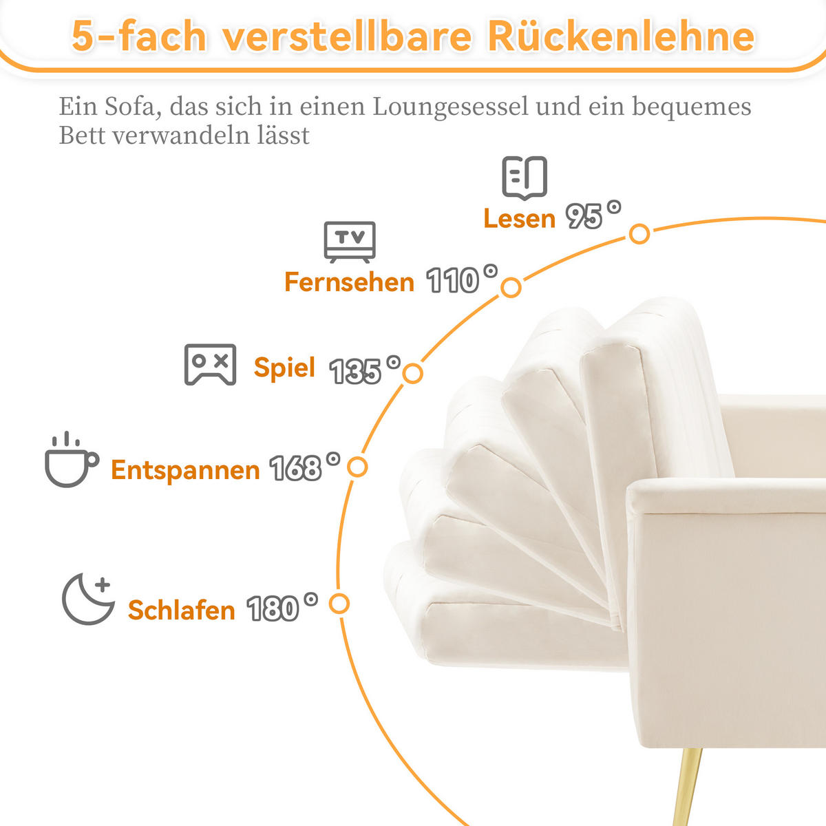 SOFA Schlaffunktion Klappbar Beige Samtstoff Hilfsfüße Modern Gästezimmer - Beige, Holz (83.82/24.77/43.69cm) - FLIEKS