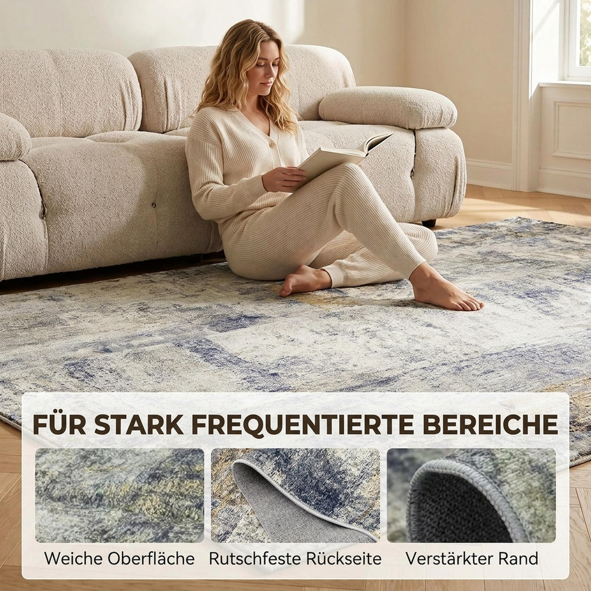 TEPPICH Polyester Grau - Grau, Textil (200/300cm) - HOMCOM