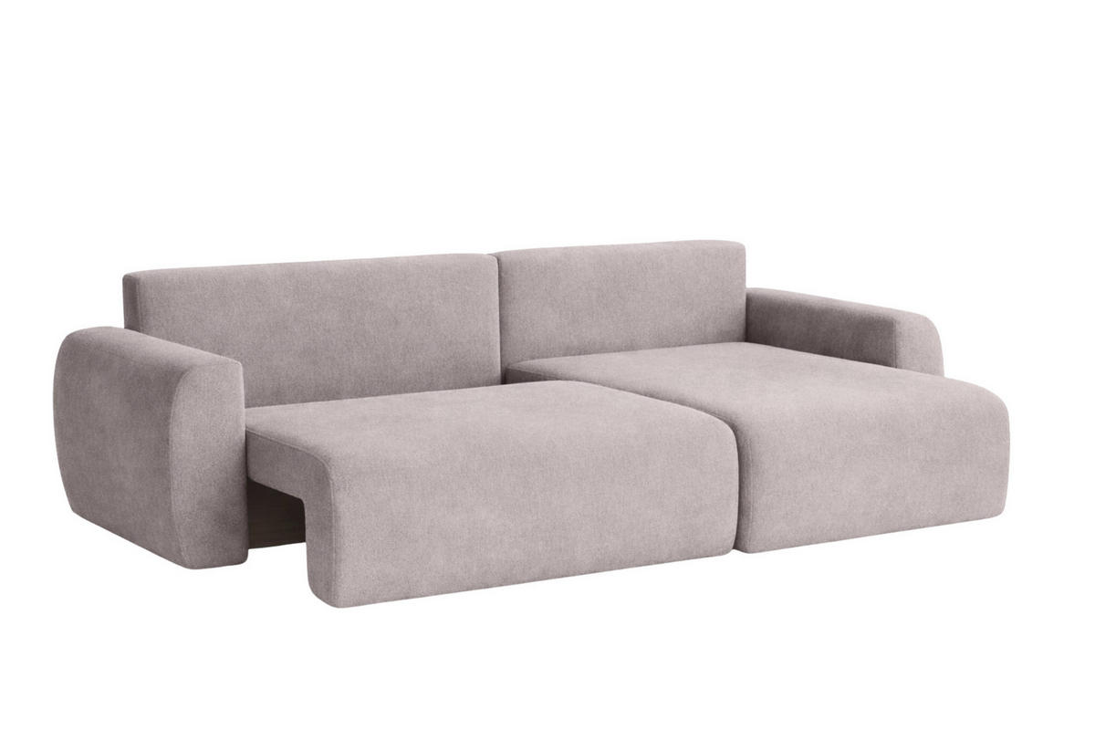 ECKSOFA Mit Schlaffunktion Ariel L, Velours, Stoff Salvador, Grau, Rechts - Grau, Holz (250/142cm) - Kaiser Möbel