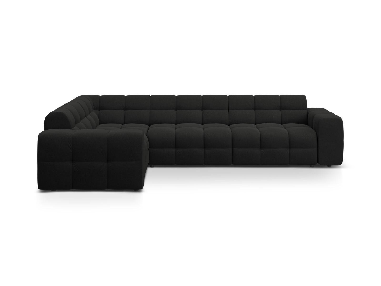 ECKSOFA links Kendal aus strukturiertem Stoff schwarz 6 Sitzplätze - Schwarz, Textil (231/332cm) - Micadoni