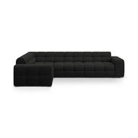 ECKSOFA links Kendal aus strukturiertem Stoff schwarz 6 Sitzplätze - Schwarz, Textil (231/332cm) - Micadoni