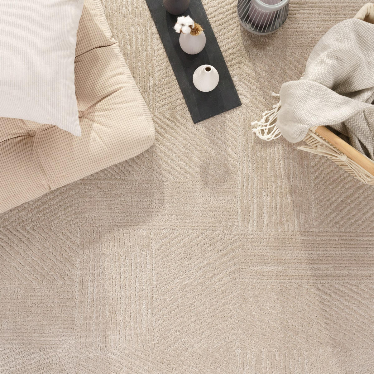 FLACHWEBETEPPICH Boho Beige 80 x 150 cm - Beige, Kunststoff (80/150cm) - TT Home