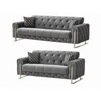 SITZGARNITUR Shimla, Grau Stellvariante 3+2 - Grau, Holzwerkstoff/Metall (220/80/100cm)