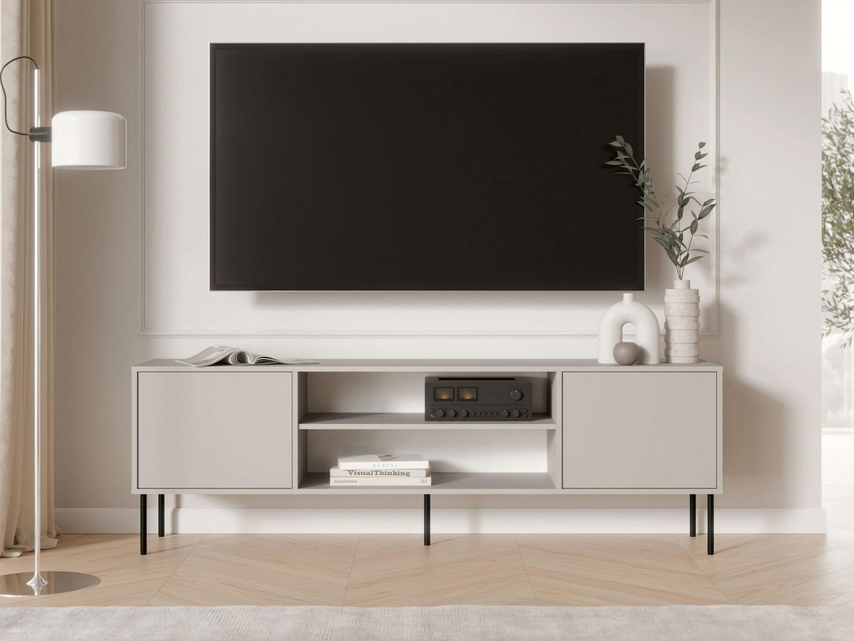 TV-LOWBOARD Domi 180 2D EF - Kaschmir/Schwarz, Holzwerkstoff/Metall (183/60/40cm) - MIRJAN24
