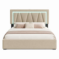 POLSTERBETT mit Stauraum, USB und LED 140x200 cm Beige inkl. Matratze - Beige, Metall (140/200cm) - Meubliv