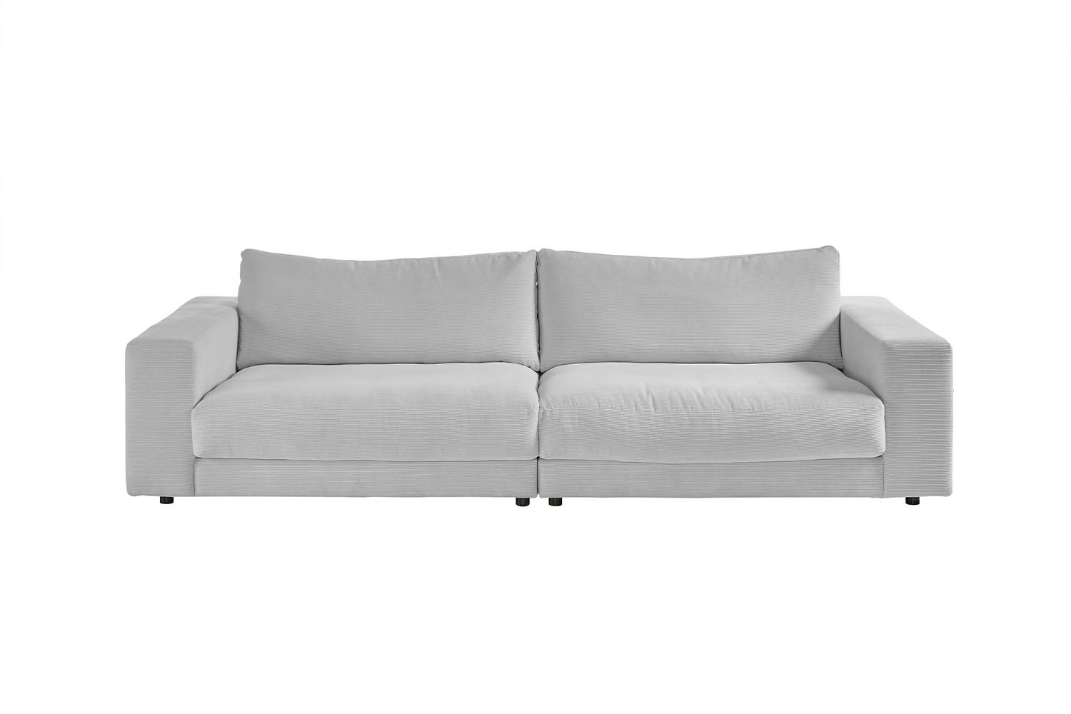 SOFA 3-SITZER MADELINE Hellgrau Cord - Hellgrau/Schwarz, Textil (290/85/127cm) - KAWOLA