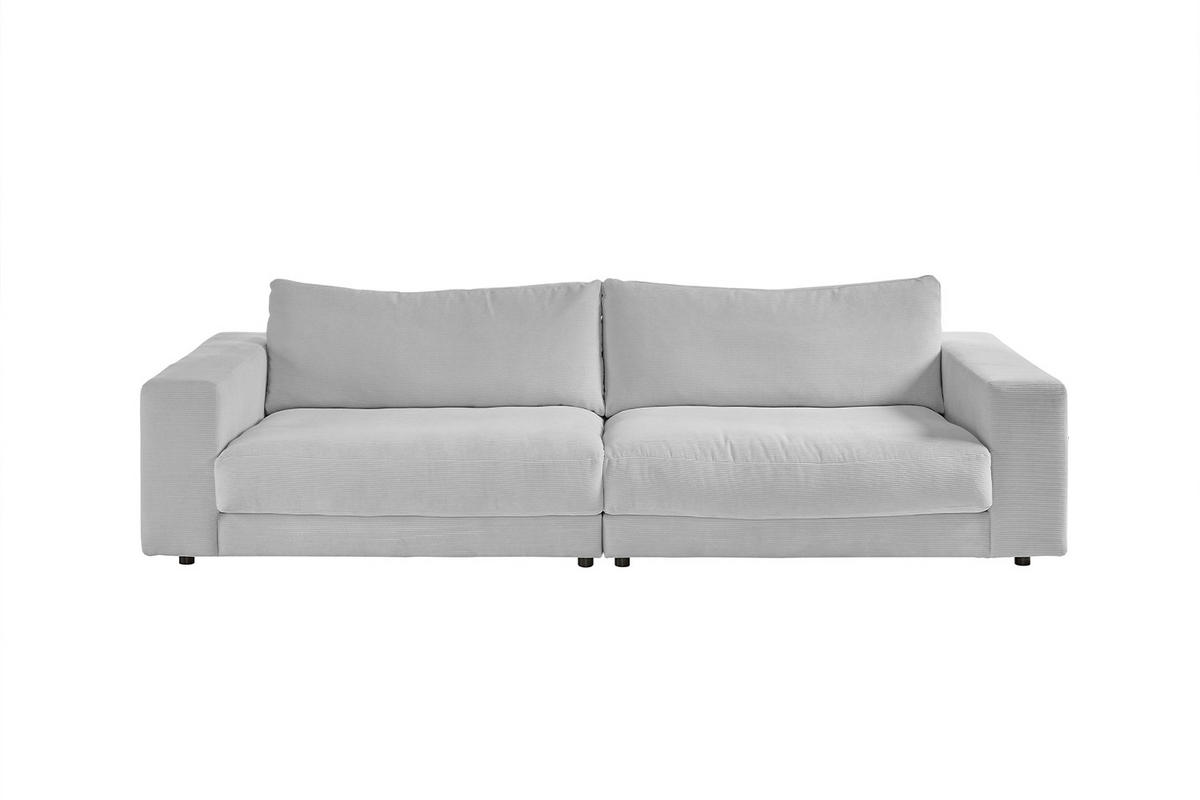 SOFA 3-SITZER MADELINE Hellgrau Cord - Hellgrau/Schwarz, Textil (290/85/127cm) - KAWOLA