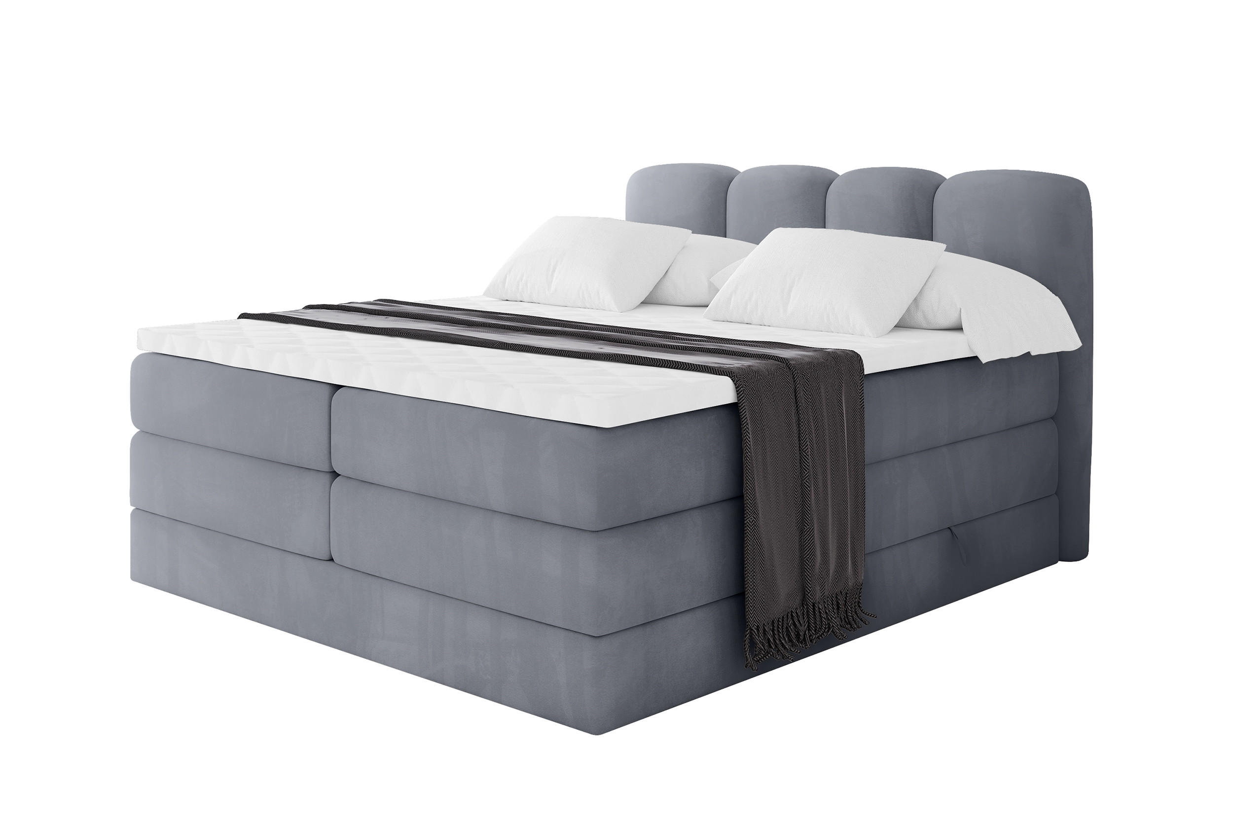 BOXBETT mit Matratze H3|H4 und Lattenrost - NINA KING - 120x200 cm Casablanca - Grau - Anthrazit, Holzwerkstoff (120/200cm) - ALTDECOR