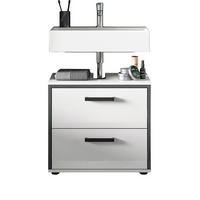 WASCHBECKENUNTERSCHRANK weiß Hochglanz, grau 60 cm, Unterschrank mit Schubkästen - Weiß Hochglanz/Schwarz, Holzwerkstoff/Kunststoff (60/55/37.5cm) - Inn.Furn