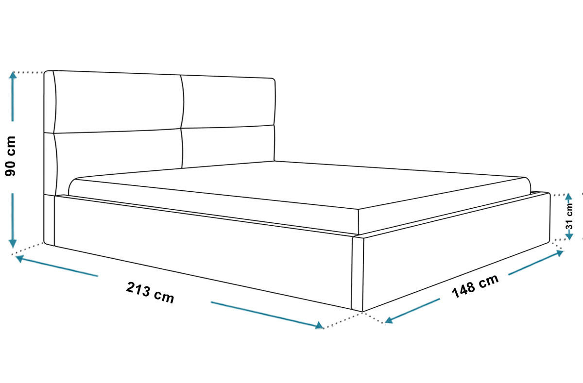 BETT Grün SIM 6 Gepolstert 140x200 cm - Grün, Kunststoff/Textil (140/200cm) - Sepro Meble