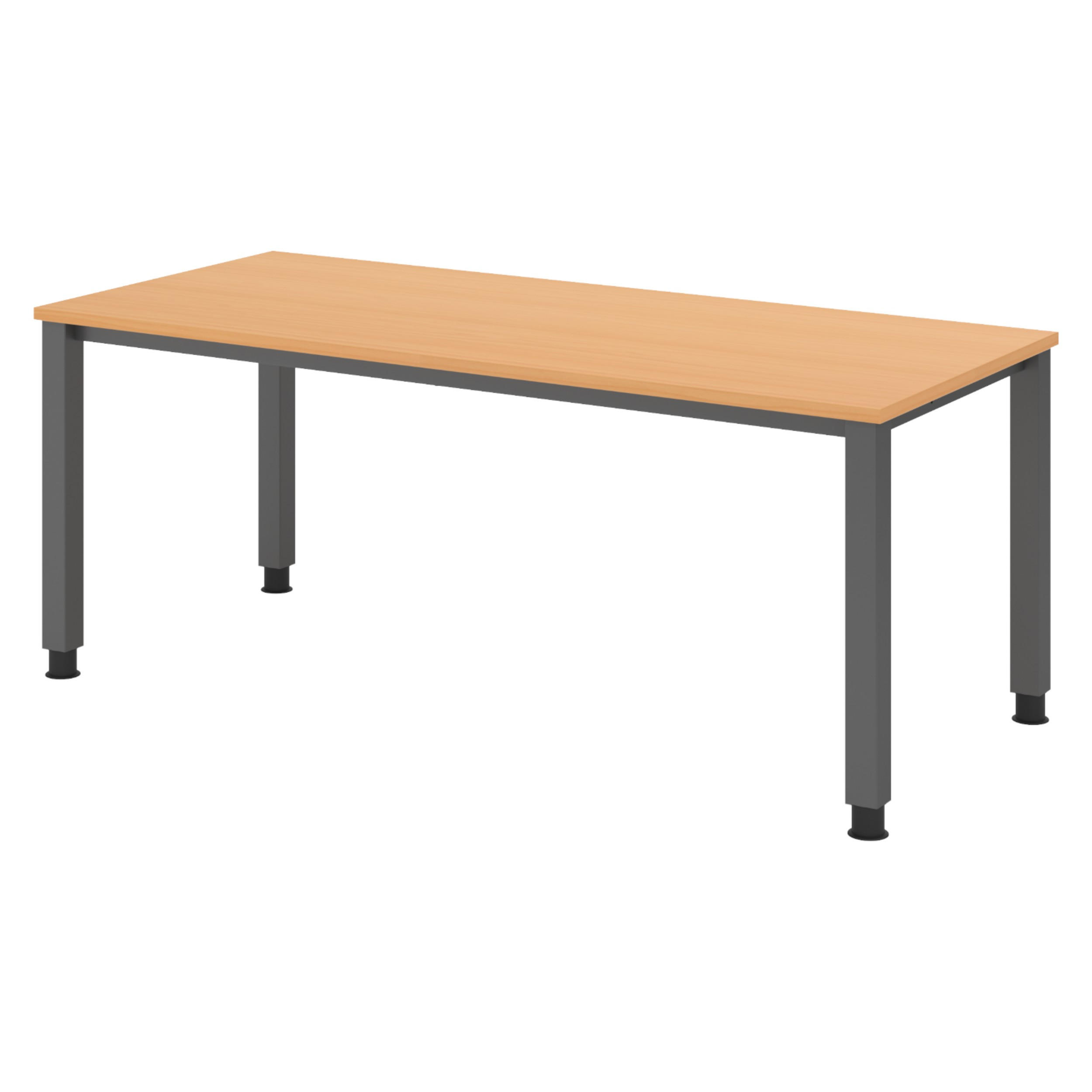 SCHREIBTISCH Serie-Q Gestell: Graphit 80/180/74 cm in Buchefarben - Buchefarben, Holzwerkstoff (80/180/74cm) - bümö