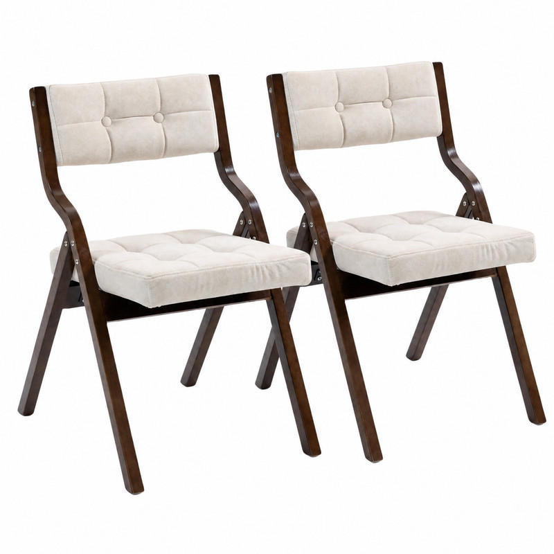 KLAPPSTUHL gepolstert faltbar Holz 2er-Set Cream - Weiß, Holz (48/77/61cm) - Meubliv