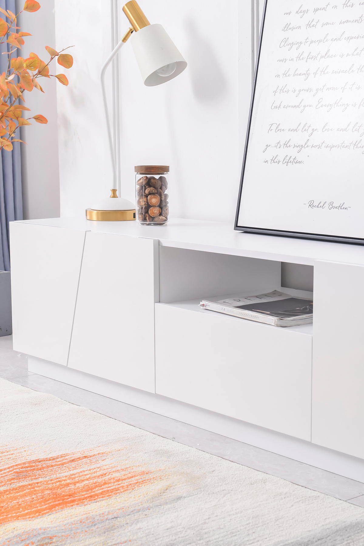 TV-SCHRANK 170/42/37 cm Weiß MDF mit unregelmäßigen Schnittdesign - Weiß, Holzwerkstoff (170/42/37cm) - OKWISH