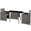 RATTAN SITZGRUPPE Lausanne,zusammenschiebbar,grau - Grau, Kunststoff - tectake