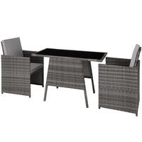 RATTAN SITZGRUPPE Lausanne,zusammenschiebbar,grau - Grau, Kunststoff - tectake
