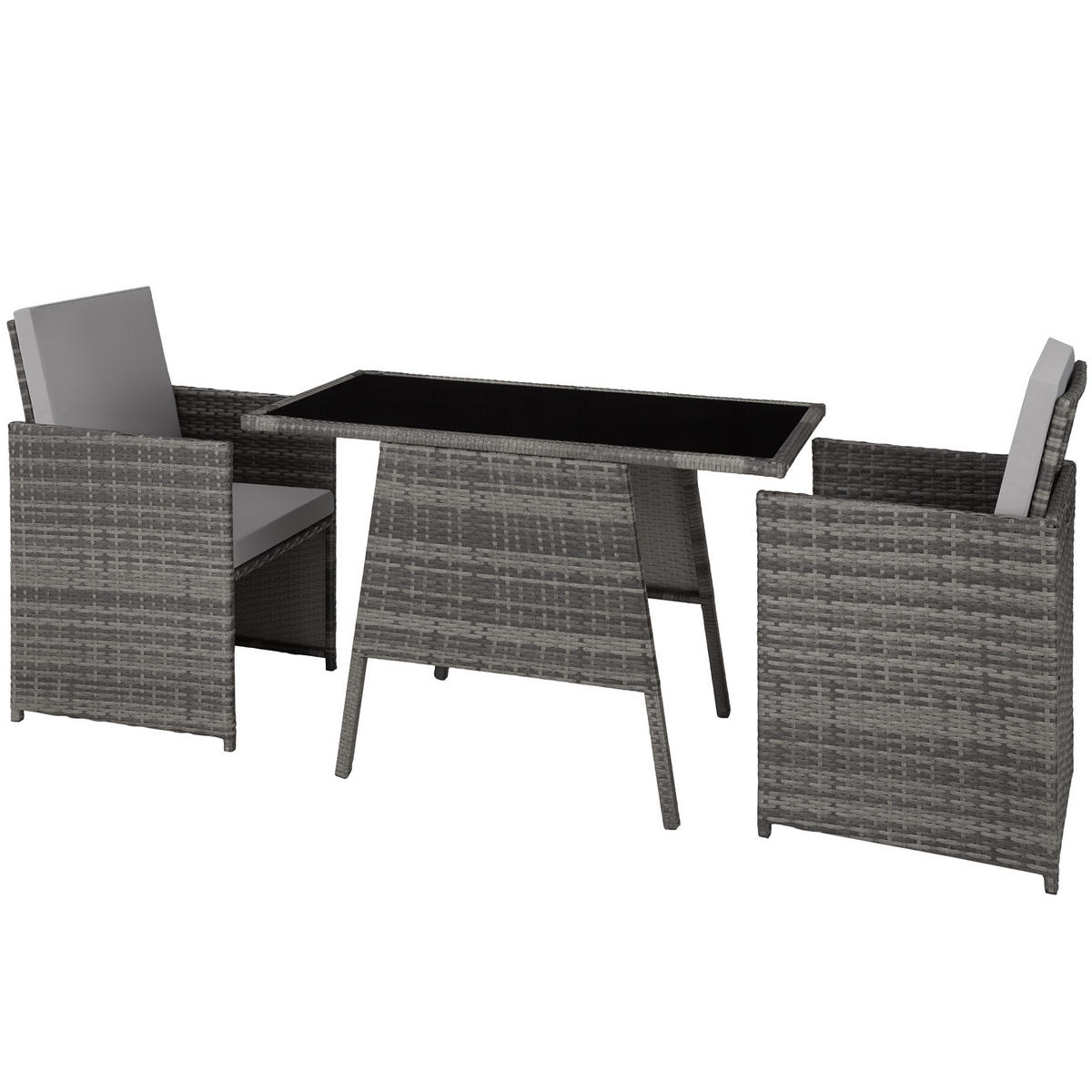 RATTAN SITZGRUPPE Lausanne,zusammenschiebbar,grau - Grau, Kunststoff - tectake