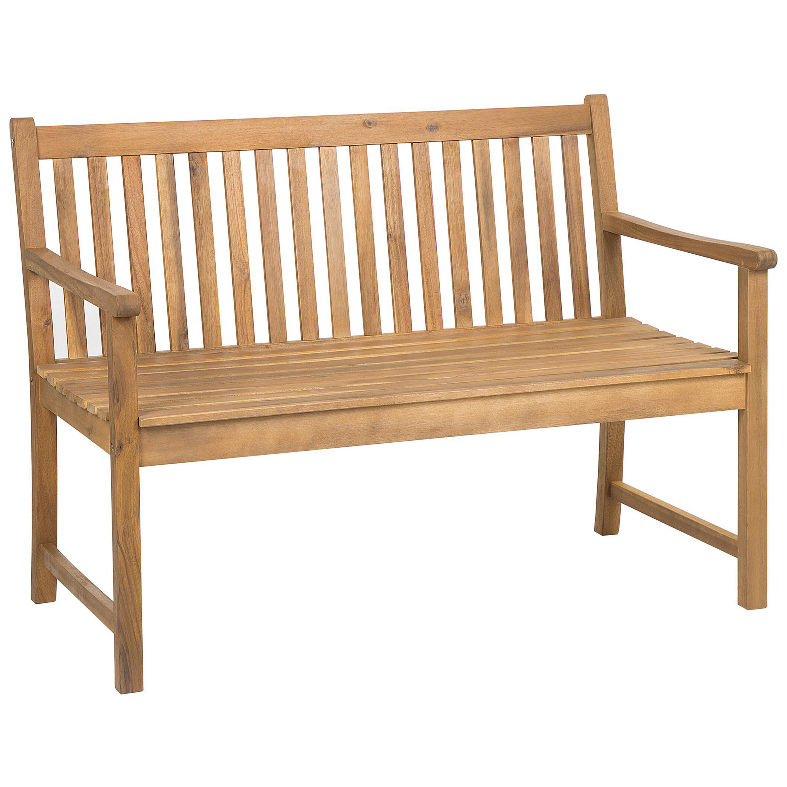GARTENBANK zertifiziertes Holz hellbraun 120 cm Vivara - Hellbraun, Holz (120/88/61cm) - Beliani