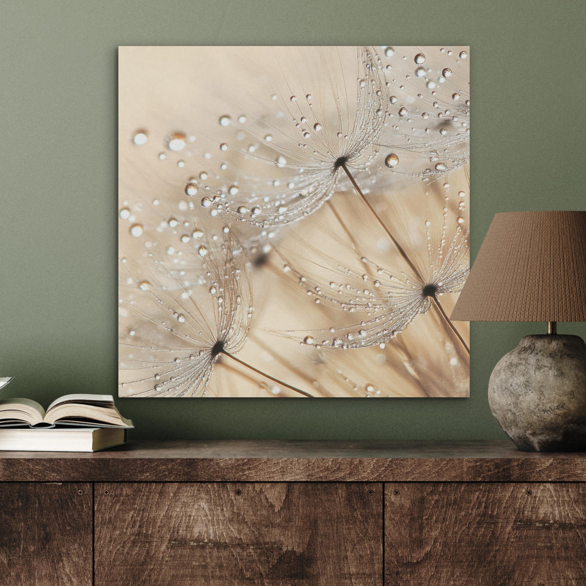 AKUSTIKBILD Löwenzahn - Abstrakt - Natur - Beige Wandbilder 60x60 cm - Braun, Kunststoff (60/60/0.9cm) - MuchoWow