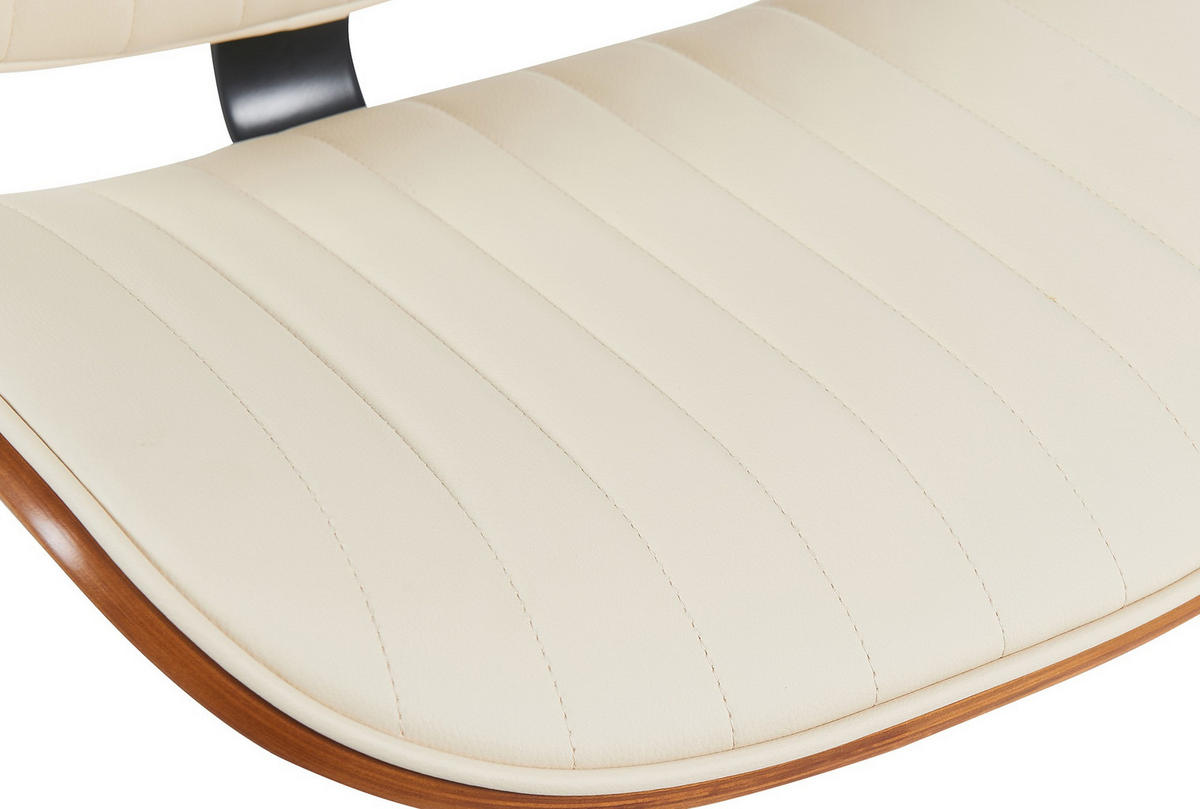 BARHOCKER Lederlook walnuss/creme - Chromfarben/Walnussfarben, Textil/Metall (50/94/50cm) - CLP