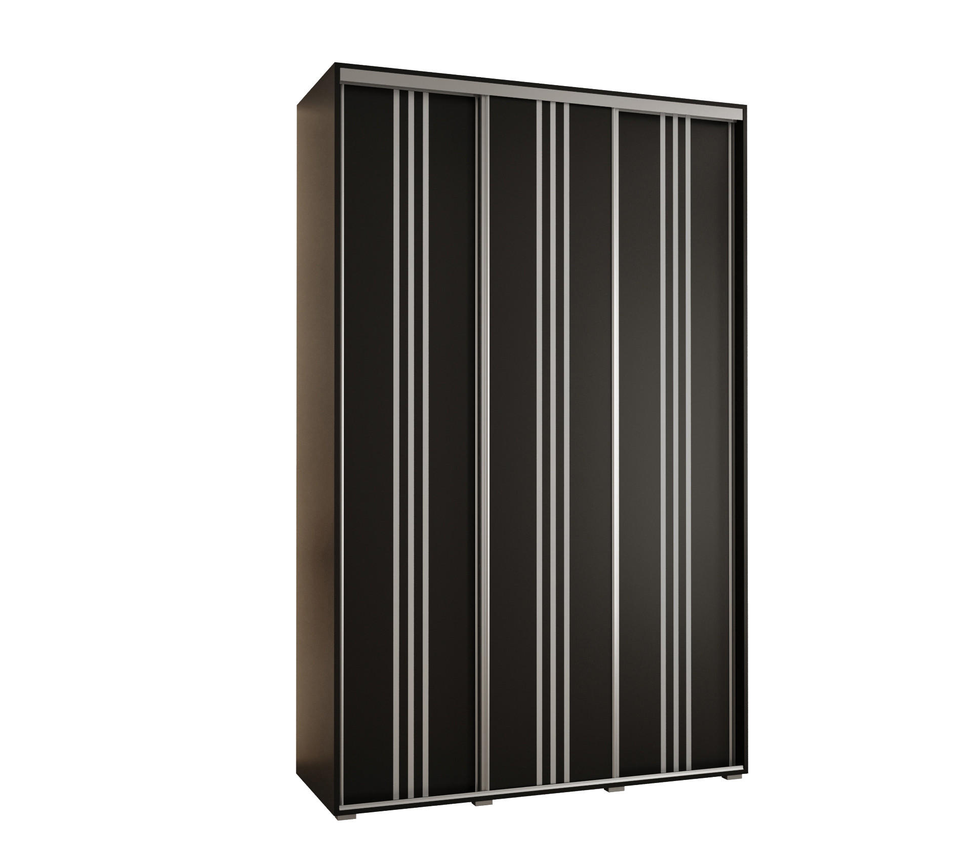 Abiks Möbel Schwebetürenschrank Schwarz, Schwarz, Silber 160x235x60 cm