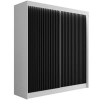 KLEIDERSCHRANK mit LED, Lamel-Schiebetüren VILANv2 - 200 cm Weiß + Lamelle schwarz - Schwarz/Weiß, Holzwerkstoff (200/215/61cm) - ALTDECOR