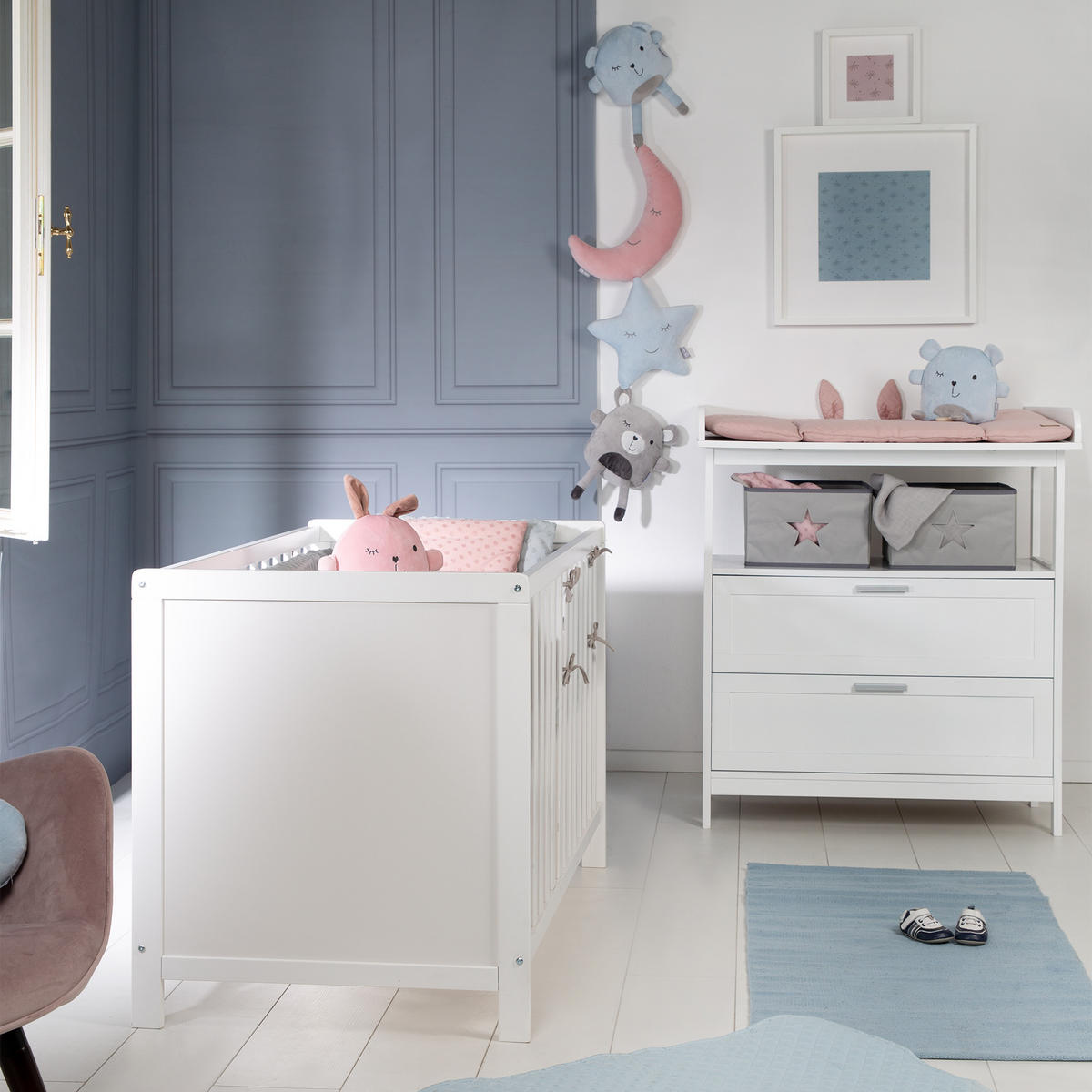 BABYZIMMER-SET Hamburg mit Schubladen, 2-teilig - Weiß, Holzwerkstoff (66/76/123cm) - Roba