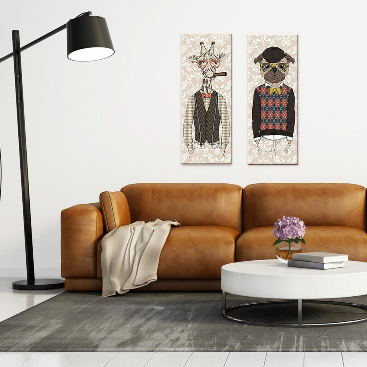 GLASBILD 30x80 cm Tiere lustig - Beige, Glas (30/80cm) - artissimo