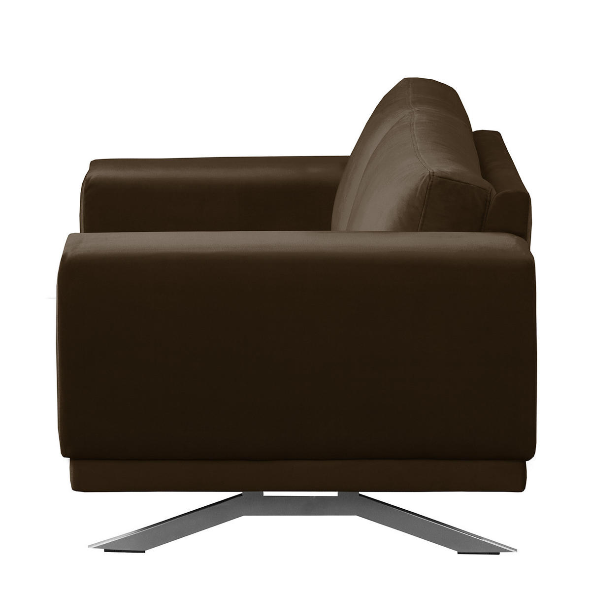 SESSEL - Samt - Braun, Textil (121/81/89cm) - home24