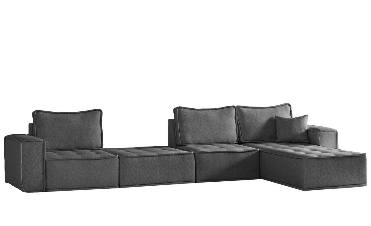 BOHOO modulare Ecke XL Dunkelgrau Rechts - Dunkelgrau, Holz (382/192cm) - Kaiser Möbel
