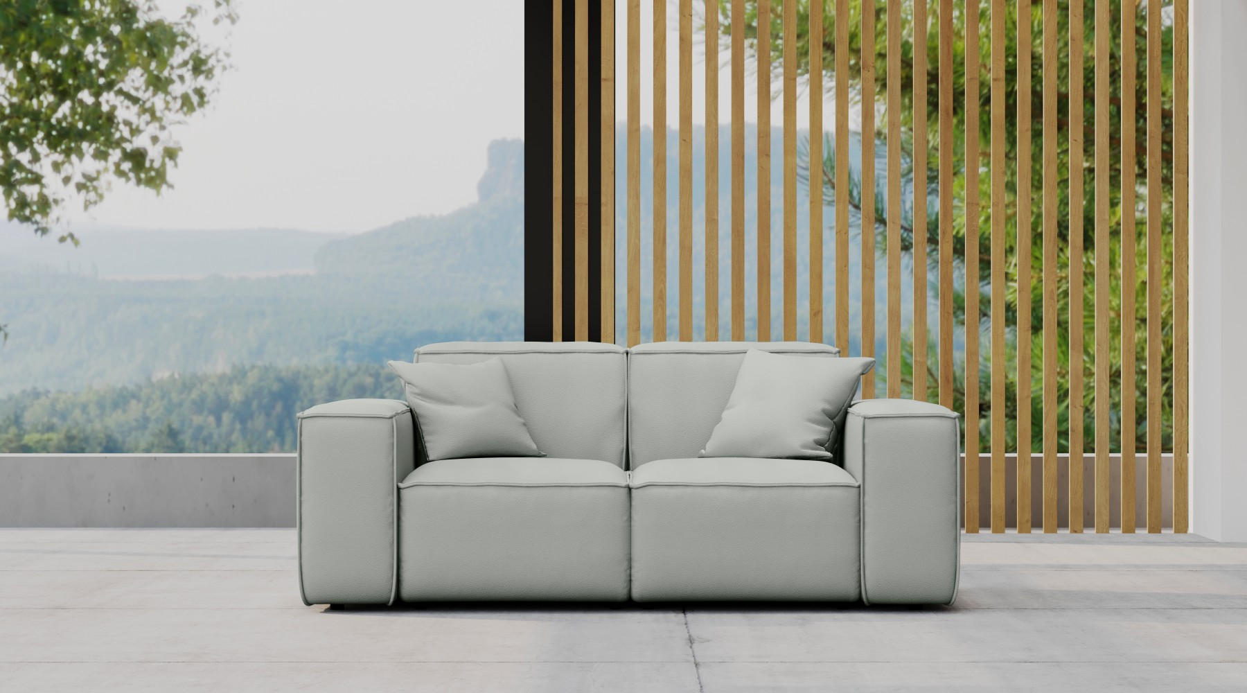 GARTENSOFA Gartenmöbel MALIBU 2 Sitzer Stoff Odyssey Hellgrau - Hellgrau, Holz (186/73/88cm) - Kaiser Möbel