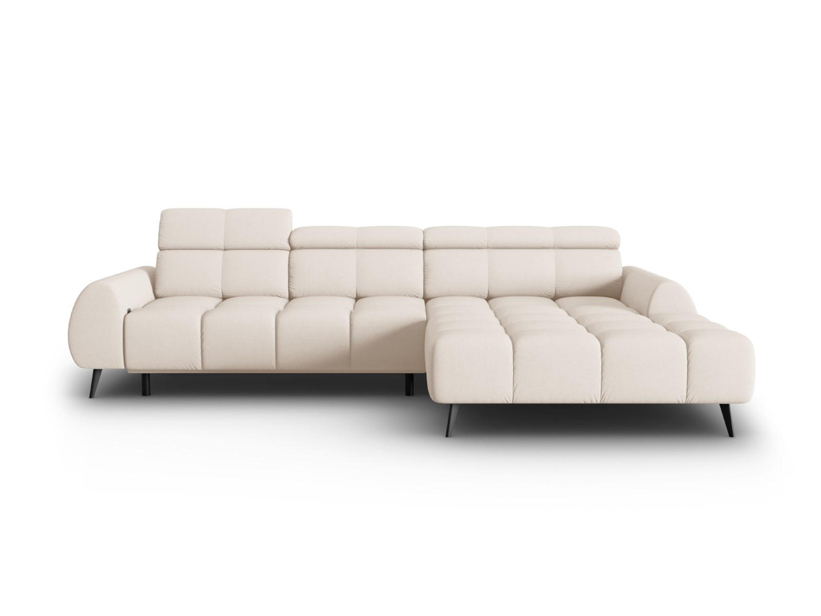 ELEKTRISCHES-ECKSOFA rechts Alyse aus strukturiertem Stoff leichtes beige 5 Sitzplätze - Beige, Textil (188/295cm) - Micadoni