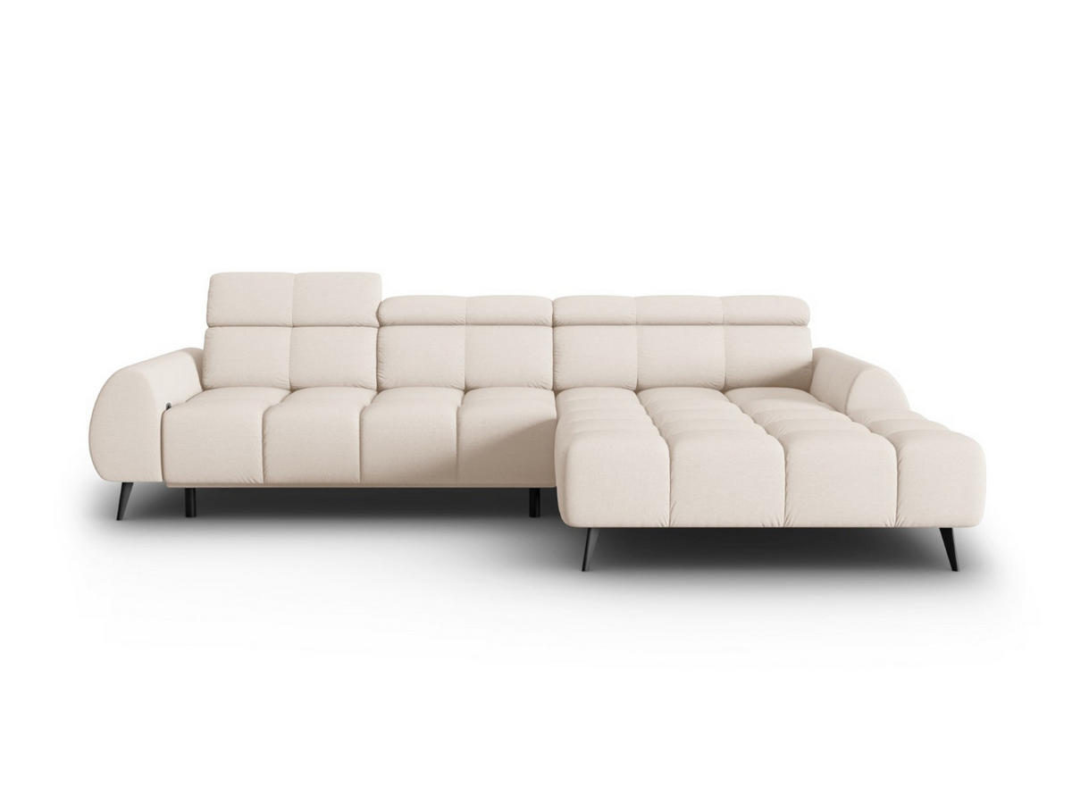 ELEKTRISCHES-ECKSOFA rechts Alyse aus strukturiertem Stoff leichtes beige 5 Sitzplätze - Beige, Textil (188/295cm) - Micadoni