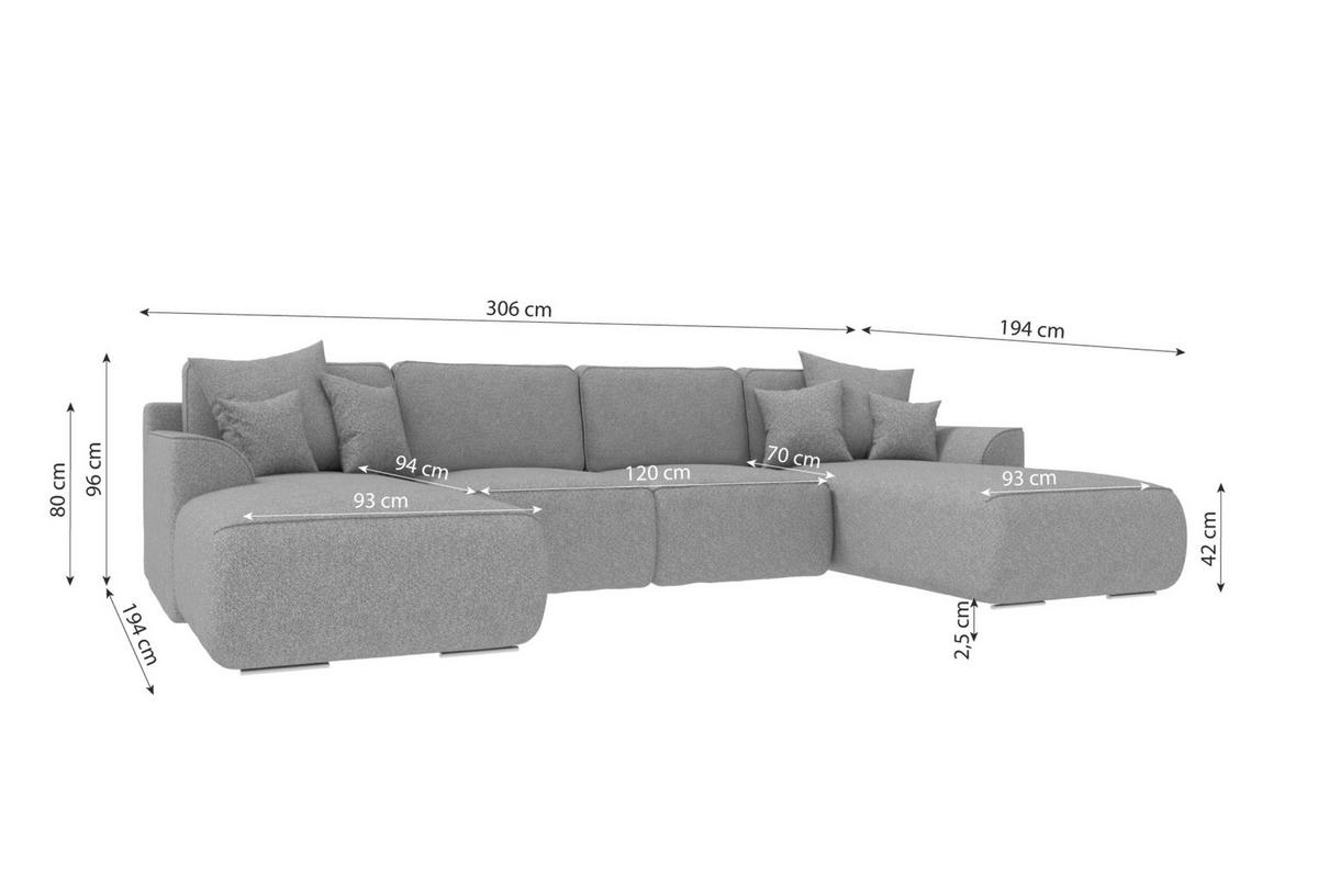 WOHNLANDSCHAFT GUSTO Strukturstoff Beige inkl. Schlaffunktion - Chromfarben/Beige, Kunststoff/Textil (306/96/194cm) - 99rooms