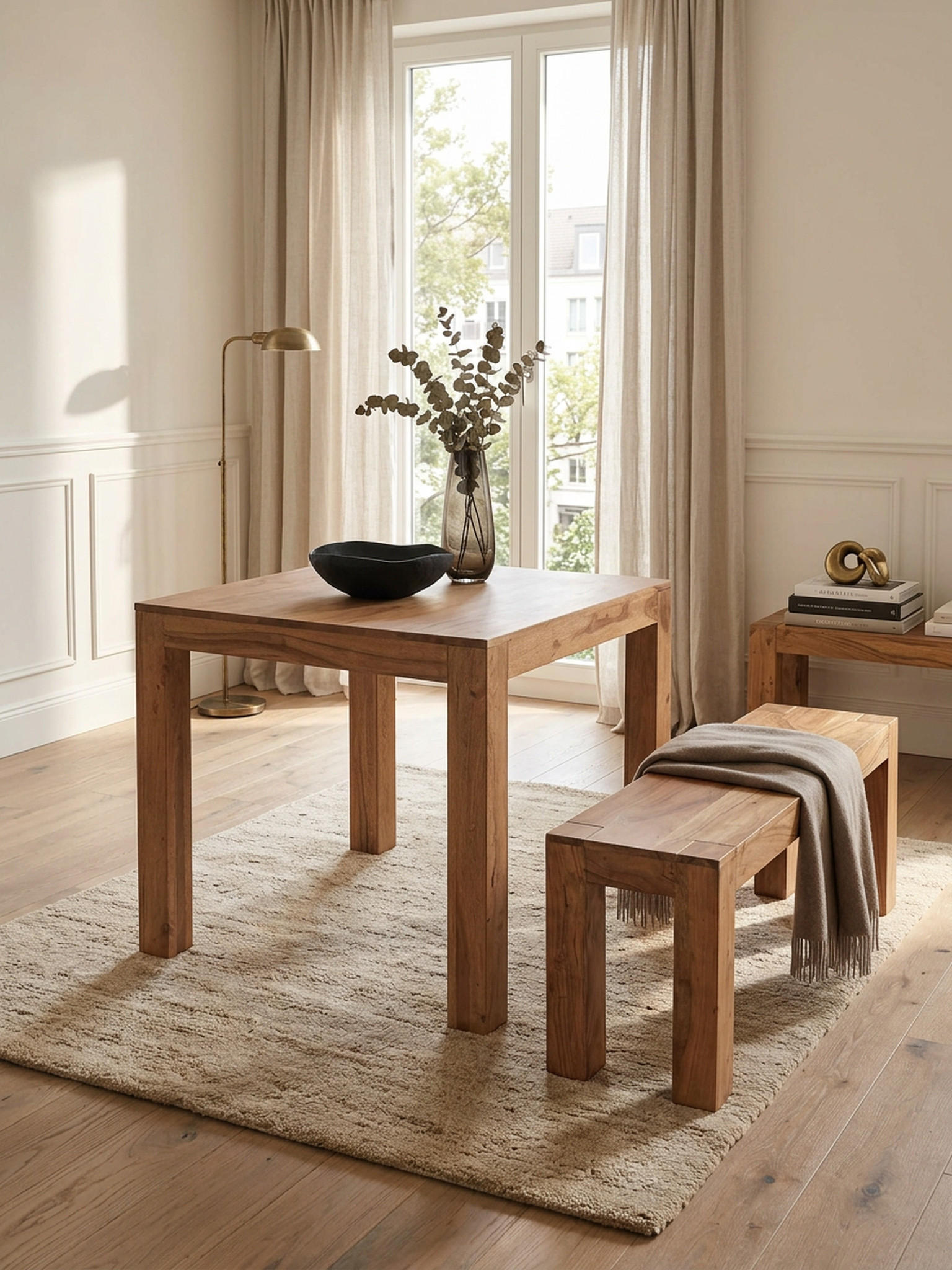 ESSTISCH Massivholz Rechteckig Zeitlos MUMBAI, Akazie 80x80x76 cm - Akaziefarben, Holz (80/80/76cm) - KADIMA DESIGN