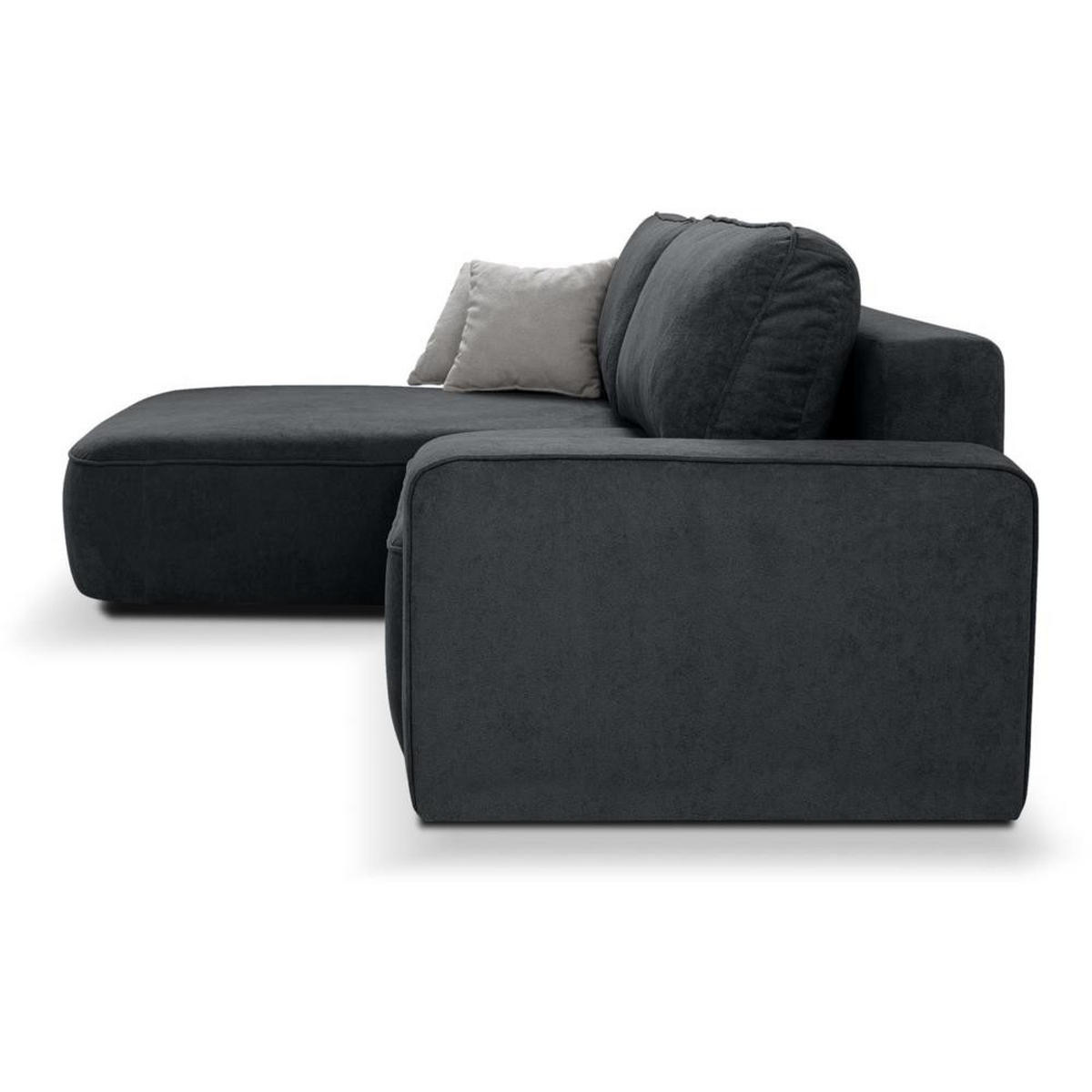 ECKSCHLAFSOFA Torre graphit velours links - Graphitfarben, Textil (258/171cm) - Beautysofa