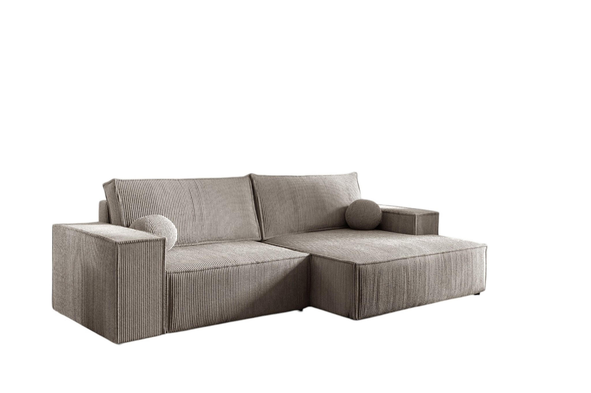 ECKSOFA Corunia Xs - Hellbraun, Holzwerkstoff/Textil (255/148cm) - Fun Möbel