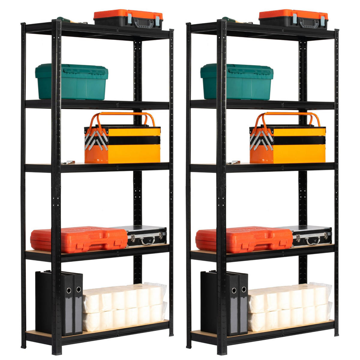 SCHWERLASTREGAL Schwarz 90x30x180 cm - Schwarz, Metall (90/180/30cm) - Akord