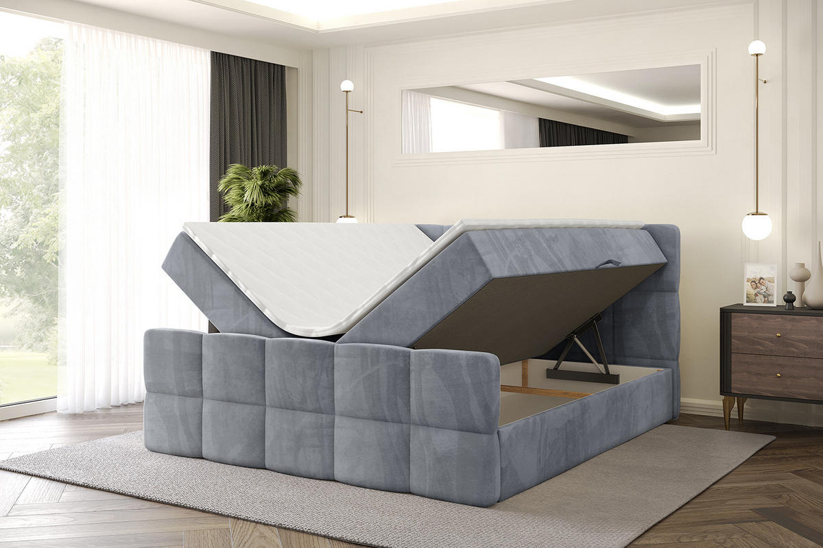 BOXBETT mit Matratze H4 und Lattenrost - LIRO-Z - 160x200 - Grau Casablanca - Grau, Holzwerkstoff (160/200cm) - ALTDECOR