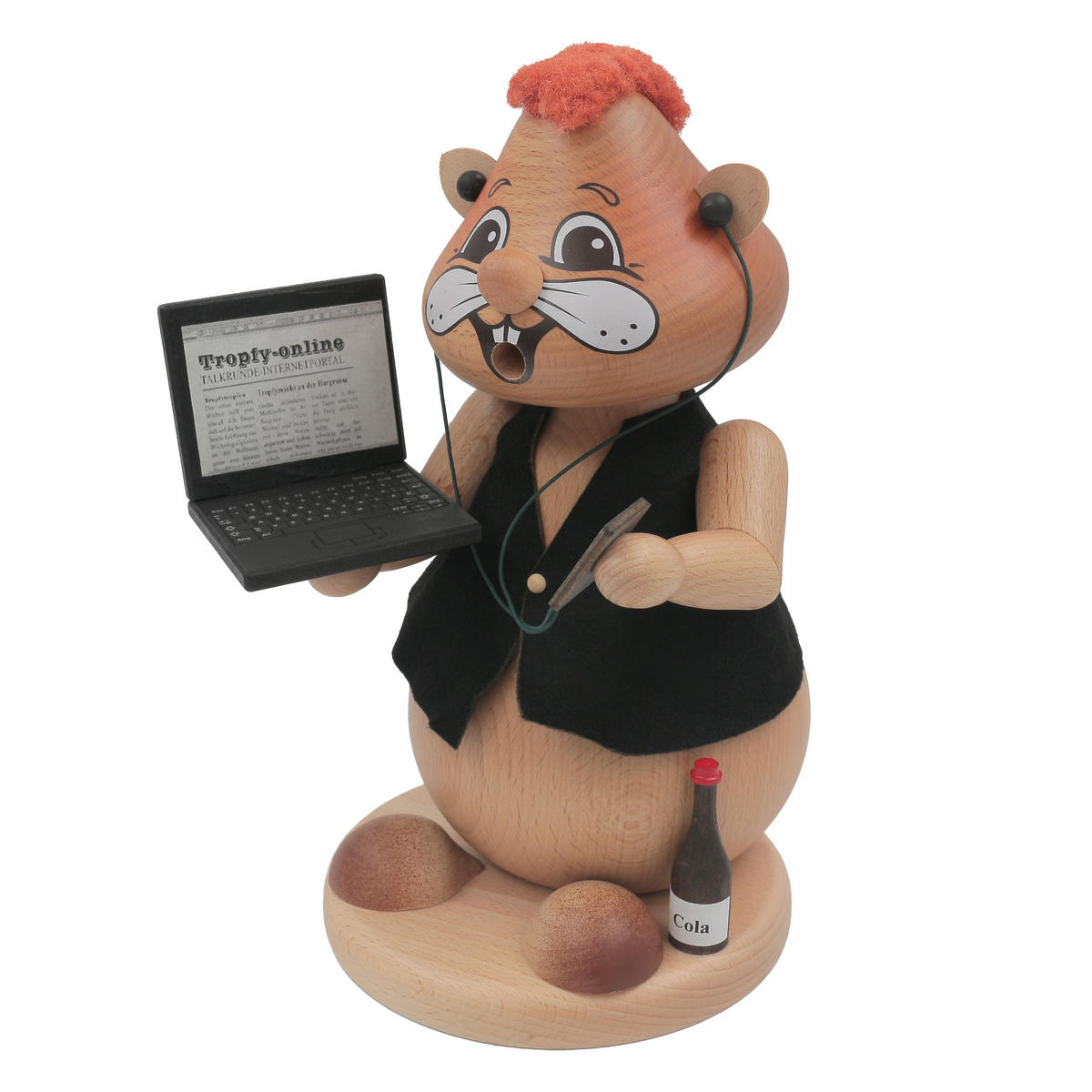 RAUCHFIGUR Hamster Computerfreak 24 cm - Multicolor, Holz (15/1/0.1cm)