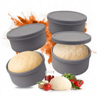 PIZZABALLENBOX Dunkelgrau 4er-Set Silikon mit Deckel - Anthrazit, Kunststoff (14.5/6.5/14.5cm) - Relaxdays