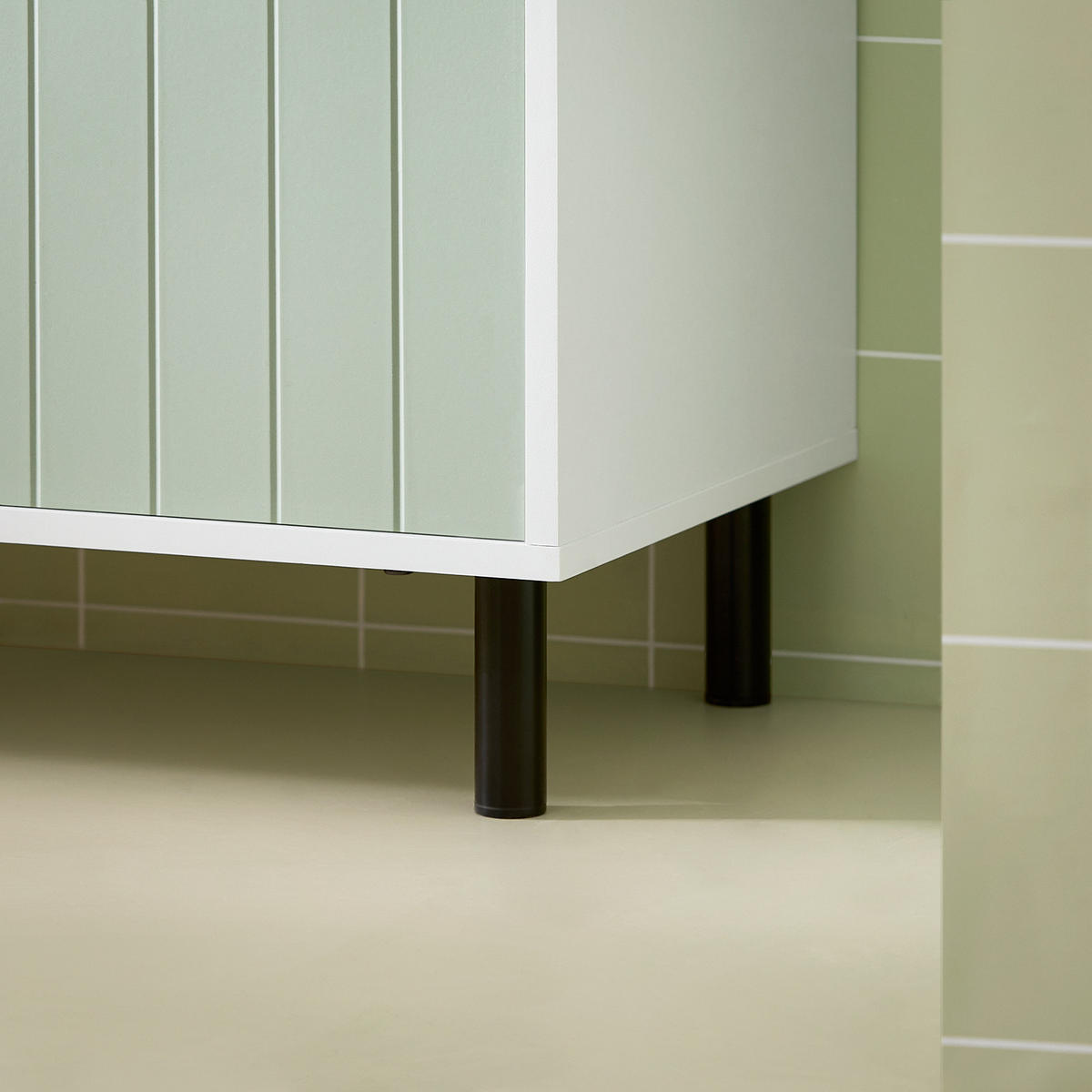 BADEZIMMERSCHRANK Grün - Weiß/Grün, Holzwerkstoff/Metall (60/87/30cm) - SoBuy