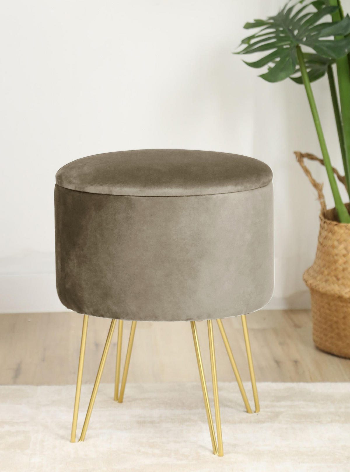 SITZHOCKER mit Stauraum Beige 35/45/35 - Beige, Textil (35/45/35cm) - RAUMHIRSCH FURNITURE