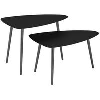 COUCHTISCH 2er-SET DE-07273 geometrisch und wetterfest Schwarz - Schwarz, Metall (65/45/45cm) - ComfortXL